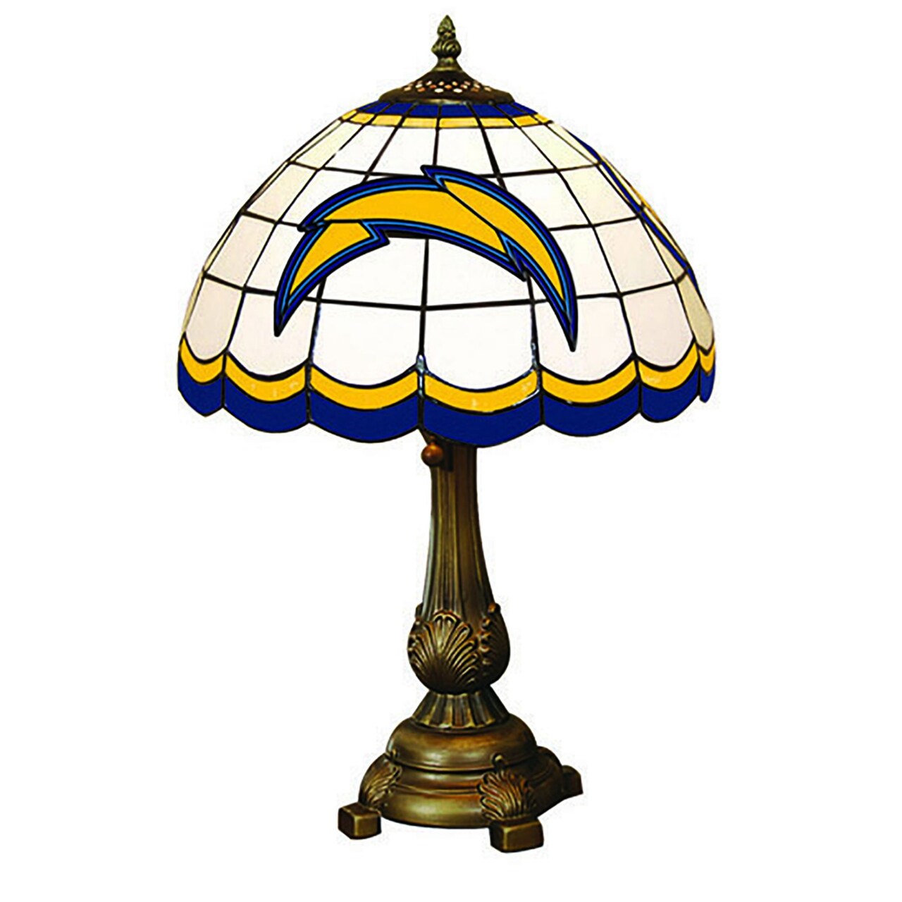 The Memory Company 19.5&#x22; Yellow and Blue NFL Los Angeles Chargers Tiffany Table Lamp